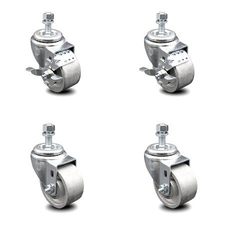 Service Caster 3 Inch Semi Steel Wheel Swivel 1/2 Inch Threaded Stem Caster Brake SCC, 2PK SCC-TS20S314-SSS-121315-2-TLB-2